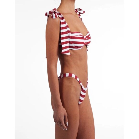 SAME LOS ANGELES 2 PC BIKINY WOMENS The Lady Bra And Rucched Bottom Stripped XS - Picture 2 of 13